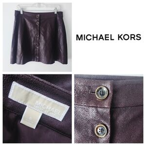 Michael Kors Chocolate Brown Faux Leather Button Front Skirt Brown Size 6